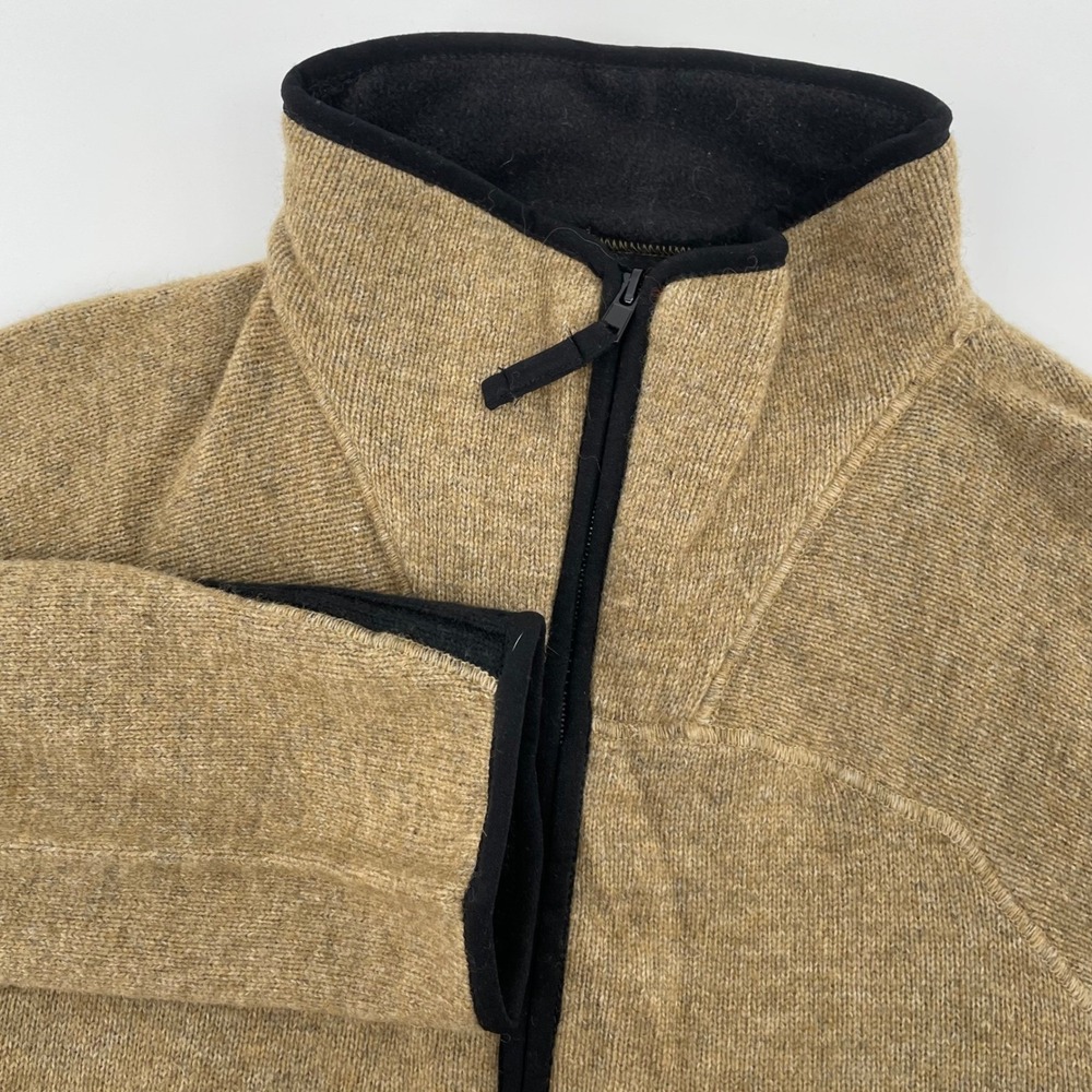 The Territory Ahead Men's L Lambswool 1/4 Zip Fleece Lined Sweater Tan Black